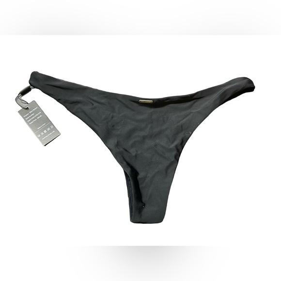 RELLECIGA black cheeky Brazilian Cut low rise front Sexy thong Bikini Bottom NWT - Picture 3 of 8
